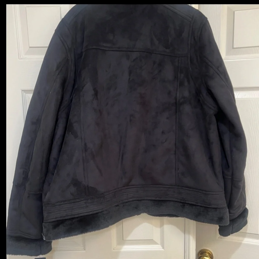 Sean John Mens Black Shearling Lining Suede Leather Coat winter Jacket Size 3XL